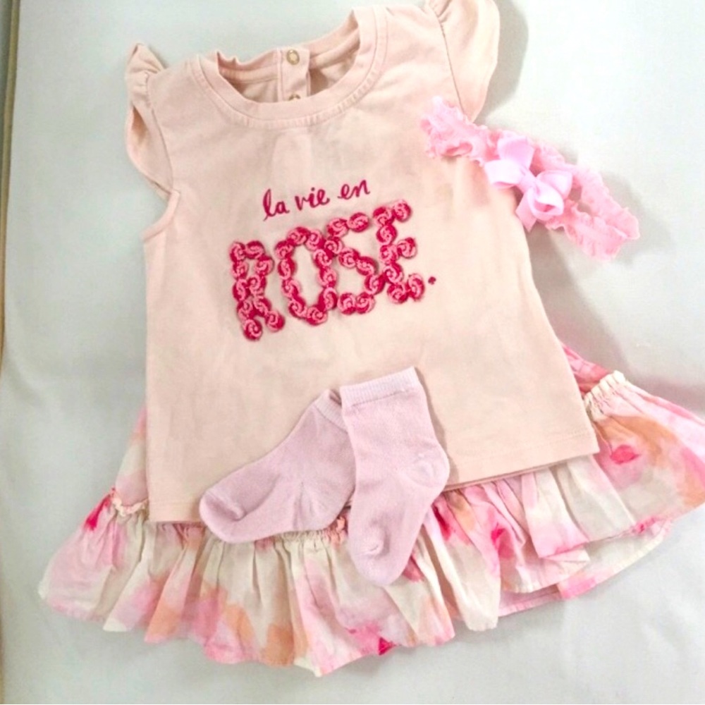 👍Kate Spade Rose infant dress set 24M🌈 - Picture 3 of 10